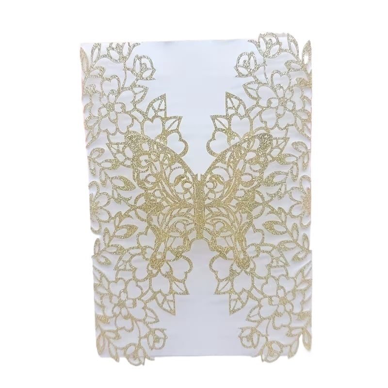 50 pieces of laser cut butterfly invitation cards - wedding, engagement, birthday, christening party decoration supplies (excluding inner cards and envelopes)