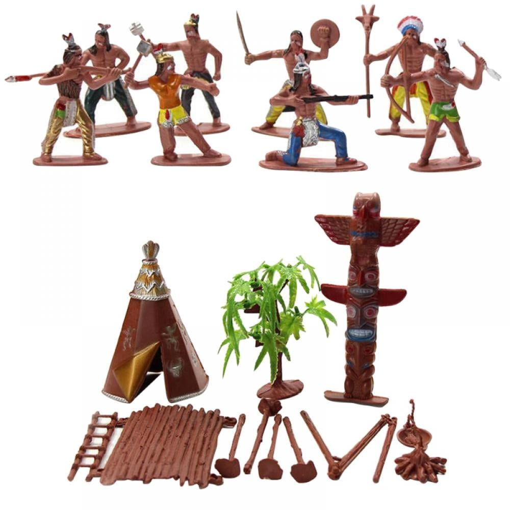 Toy 61 PCs Wild West Cowboys and Indians Plastic Figures Soldiers for,Boy's Kids 