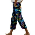 thumbnail image 2 of CFLVAEK Womens Plus Size Capris 2025 Loose Fit Wide Leg Capri Comfort Drawstring High Waisted Pant Fashion Graphic Beach Vacation Pant Multicolor M, 2 of 5