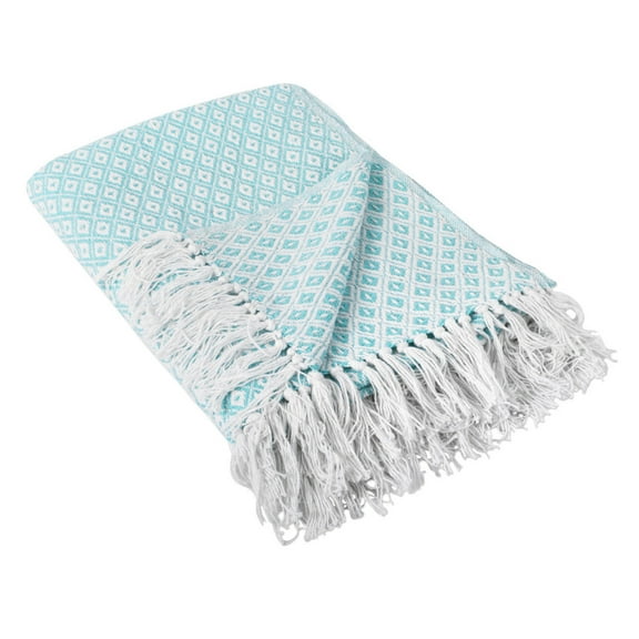 DII Mini Diamond Cotton 50x60-Inch Throw Blanket, Aqua