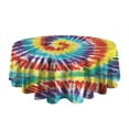 thumbnail image 5 of Colorful Tie Dye Pattern Round Tablecloth 60"x60",Wrinkle Wipeable Table Cloth for Kitchen Dining Room Picnic Patio Party, 5 of 6