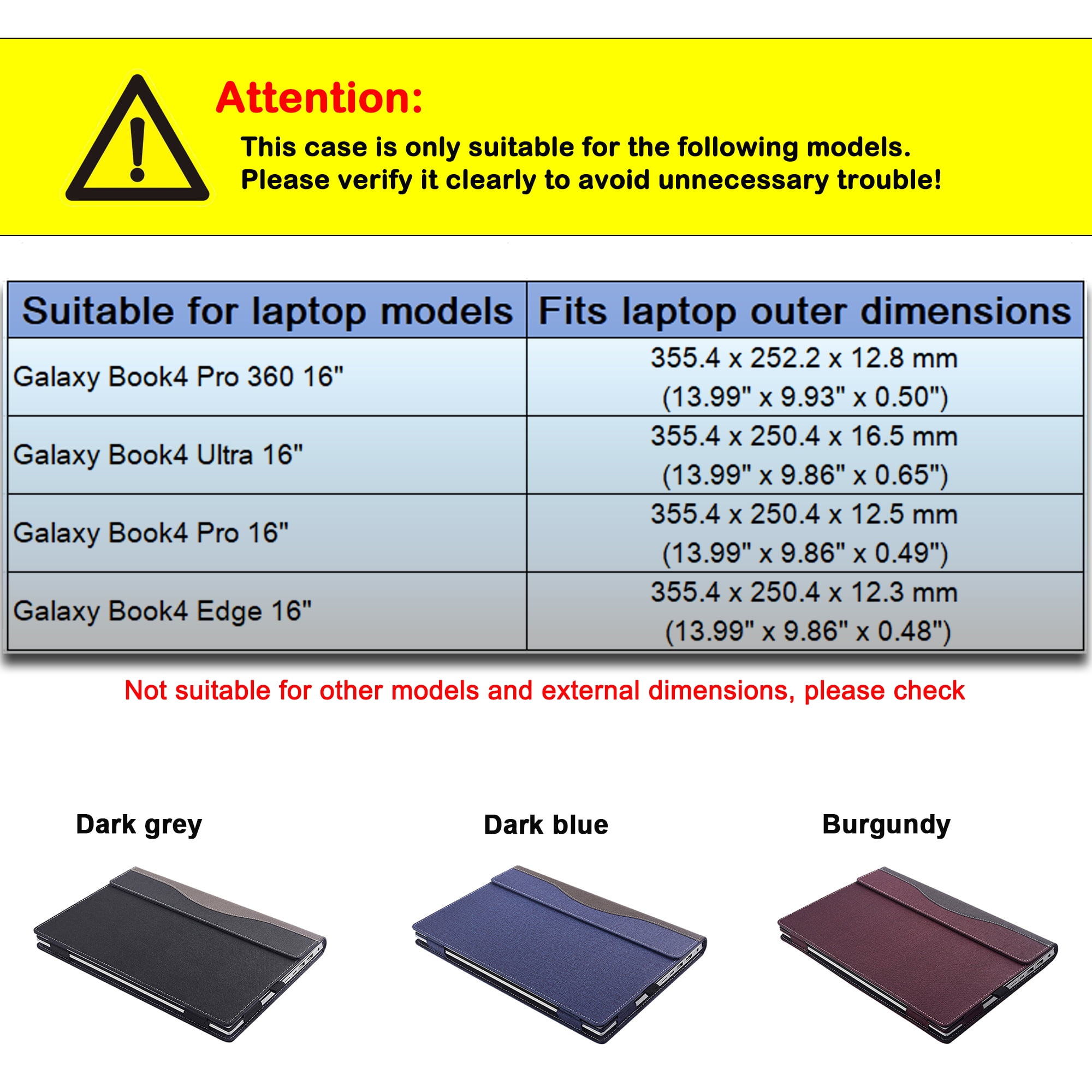 Laptop Case Cover for 16 inch Samsung Galaxy Book4 Pro 360 & for Galaxy Book4 Ultra &for Samsung Galaxy Book 4 Pro &for Galaxy Book4 Edge 16", PU leather Protective Bag Sleeve