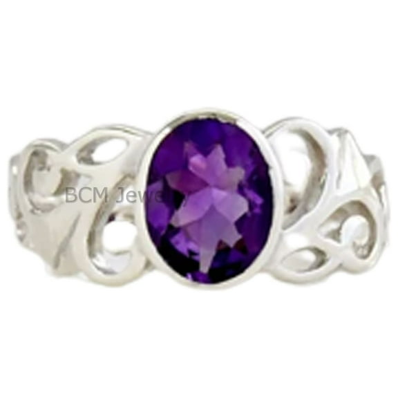 925 Sterling Silver Ring For Womens, Genuine Amethyst Ring Gemstone Unique Handcrafted Ring For Her