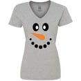 thumbnail image 3 of Inktastic Cute Smiling Snowman Face with Carrot Nose Women's V-Neck T-Shirt, 3 of 5