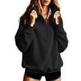 thumbnail image 2 of Hurxie Women's Half Zip Sweatshirts Fleece Stand Collar Long Sleeve Oversized Pullovers with Pockets Black,3XL, 2 of 7