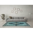 thumbnail image 3 of Ahgly Company Indoor Round Medallion Light Blue Traditional Area Rugs, 5' Round, 3 of 4
