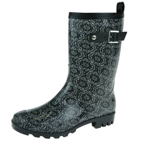 

Shiny Crochet Lace Jelly Mid Calf Women rain Boot