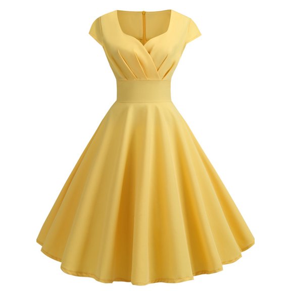 Women's Retro Hepburn Evening Cocktail Casual Skater Dress
