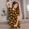 thumbnail image 6 of Salouo Orange Pumpkin Print Short Sleeve Sleepshirt for Womens Comfy Nightgown Scoopneck Cute Nightdress Ruffle -Medium, 6 of 7