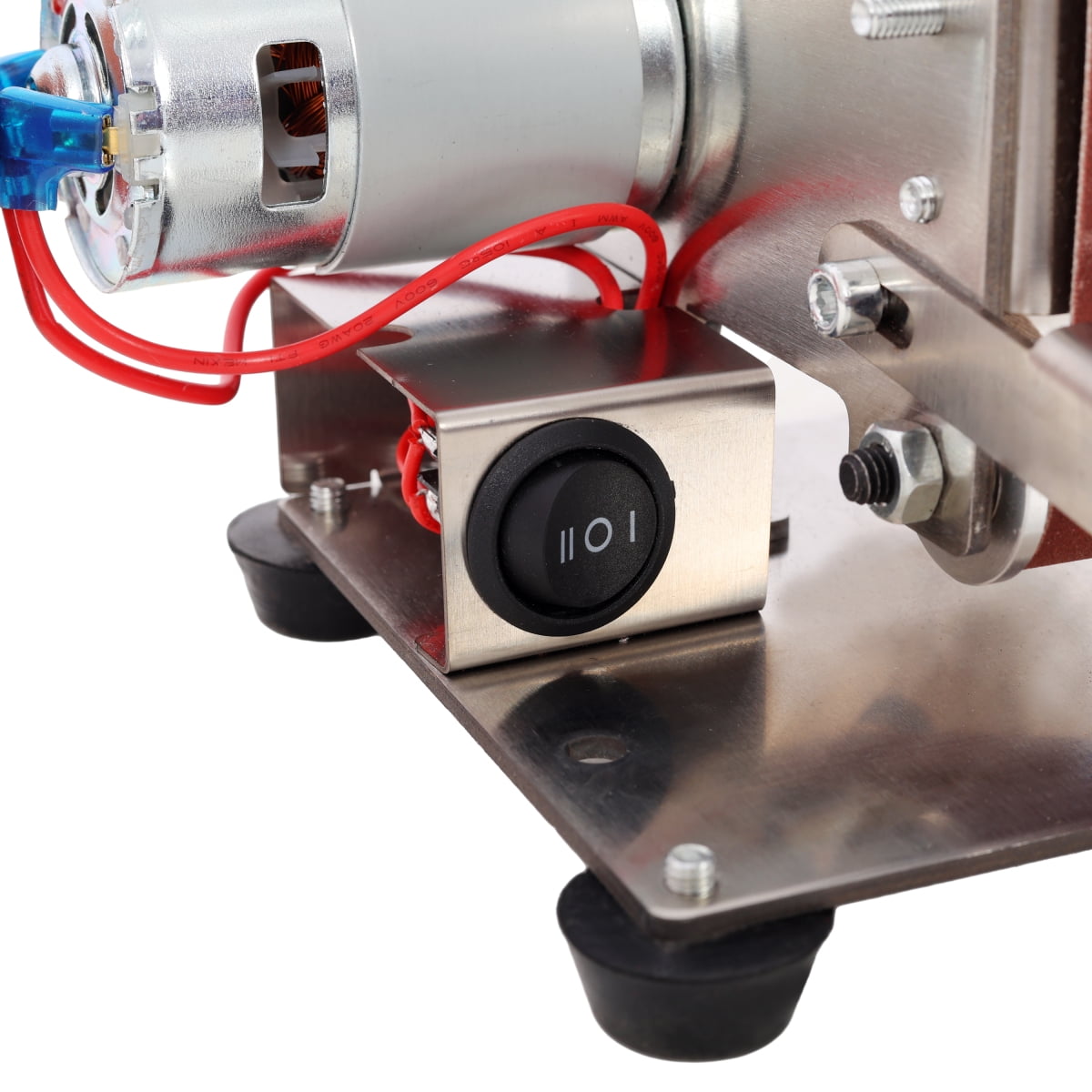 Mini Electric Belt-Sander Knife-Sharpener Sanding Machine 96W, Small Bench Grinder Kit 7 Speed Adjustable Power Polisher DIY Polishing Grinding Tool, Handcraft Jewelry