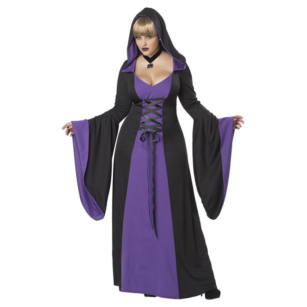 3xl Women's Plus Size Halloween Costumes - Womens Black Purple Hooded Robe Wicked Witch Halloween Plus Size 3xl Women's Plus Size Halloween Costumes - Womens Black Purple Hooded Robe Wicked Witch Halloween Plus Size