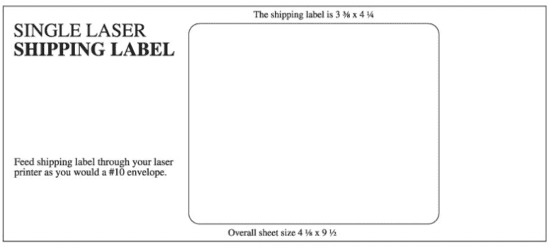 Bright White Single Laser Shipping Label with Printing Instructions. Imprint 1 Shipping Label at a Time. Label size is 3 3/8