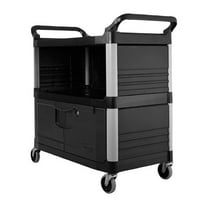 Rubbermaid Commercial Products B56121 Xtra Equipment Cart with Lockable Doors & Enclosed Sides, Black - 300 lbs