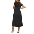 thumbnail image 3 of INSPIRE CHIC Women's Maternity Dress Maxi Short Sleeves Ruffled Pleating Pregnancy Dresses for Photoshoot Flowy Casual 2026 Summer S Black, 3 of 6