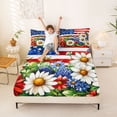 thumbnail image 3 of Manfei Watercolor Daisy Queen Sheets, Patriotic Floral US Flag Queen Sheet Sets, Red White Blue, Navy Reversible 4pcs (1 Flat Sheet, 1 Fitted Sheet and 2 Pillowcases), 3 of 6