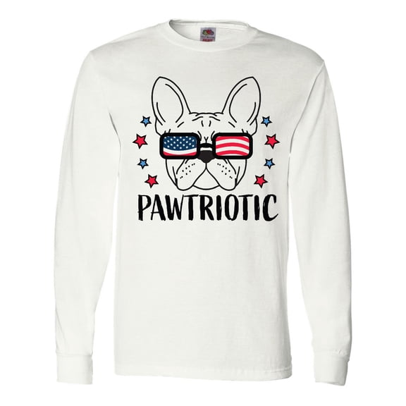 Inktastic Pawtriotic with French Bulldog in American Flag Sunglasses Long Sleeve T-Shirt