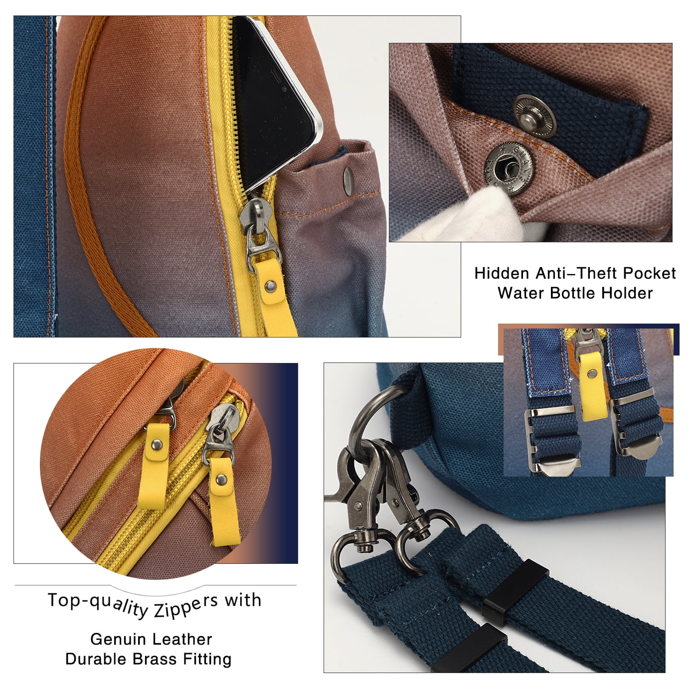 KL928 Canvas Sling Bag for Women Sling Backpack Crossbody Shoulder Bag for Men Small Backpack