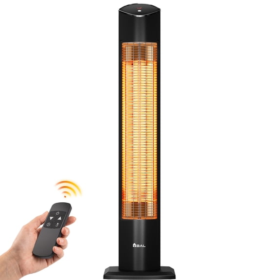 VBAL 1500W Freestanding Outdoor Electric Patio Heater with Remote, 2 Heat Settings, IP65 and 24H Timer