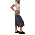 thumbnail image 5 of Cropped Pants Womens Casual Wide Leg Low Rise Fold Over Stretch Gaucho Pants for Summer Sweatpants Beach Holiday Streetwear Black M, 5 of 6