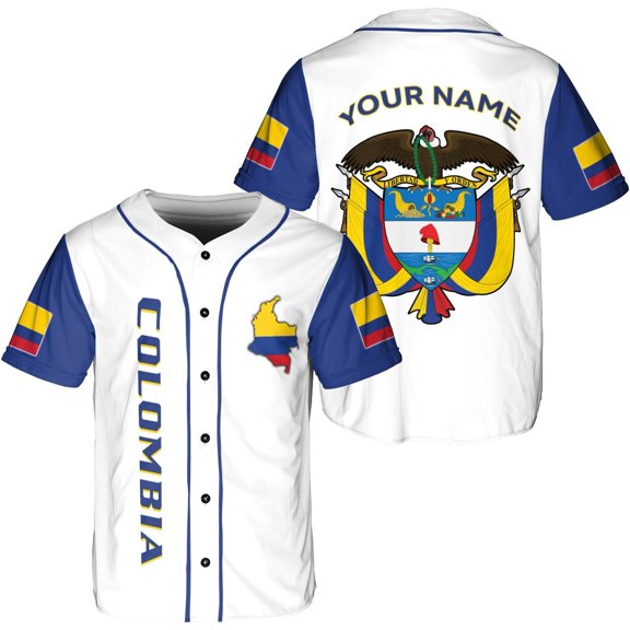 Personalized Colombia Baseball Jersey Shirt, Colombian Flag Jersey, Colombian Pride Jersey for Men and Women (S)