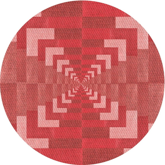 Ahgly Company Machine Washable Indoor Round Transitional Red Area Rugs, 5' Round