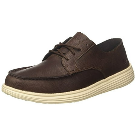 - Skechers 65504 Men's Moc Toe Leather Lace up Oxford Shoe, Chocolate - 14