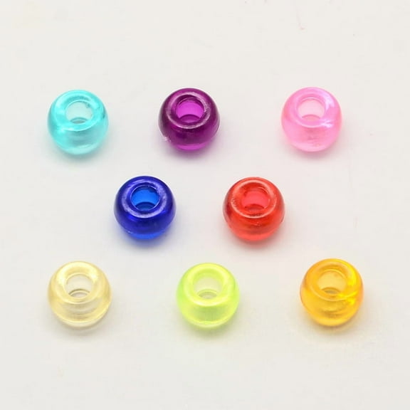 Transparent Acrylic European Beads Large Hole Barrel Beads Mixed Color 9x6mm Hole: 4mm 200pc