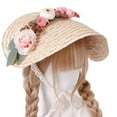 thumbnail image 3 of Women s Hat Tea Party Hat Outdoor Sunscreen Flower Decor Sunshade Flat Hat Beach Vacation Hats, 3 of 8