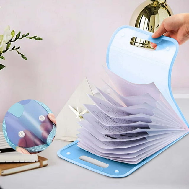 Extended Folder Portable Bag for A4 Papers with 13 Compartments - Large Capacity Organizer for Students to Collect and Classify Artifacts and Documents