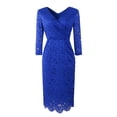 thumbnail image 2 of Fesfesfes Clearance Women V-Neck Solid Vintage Elegant Midi Evening Dress 3/4 Sleeves Dress, 2 of 8