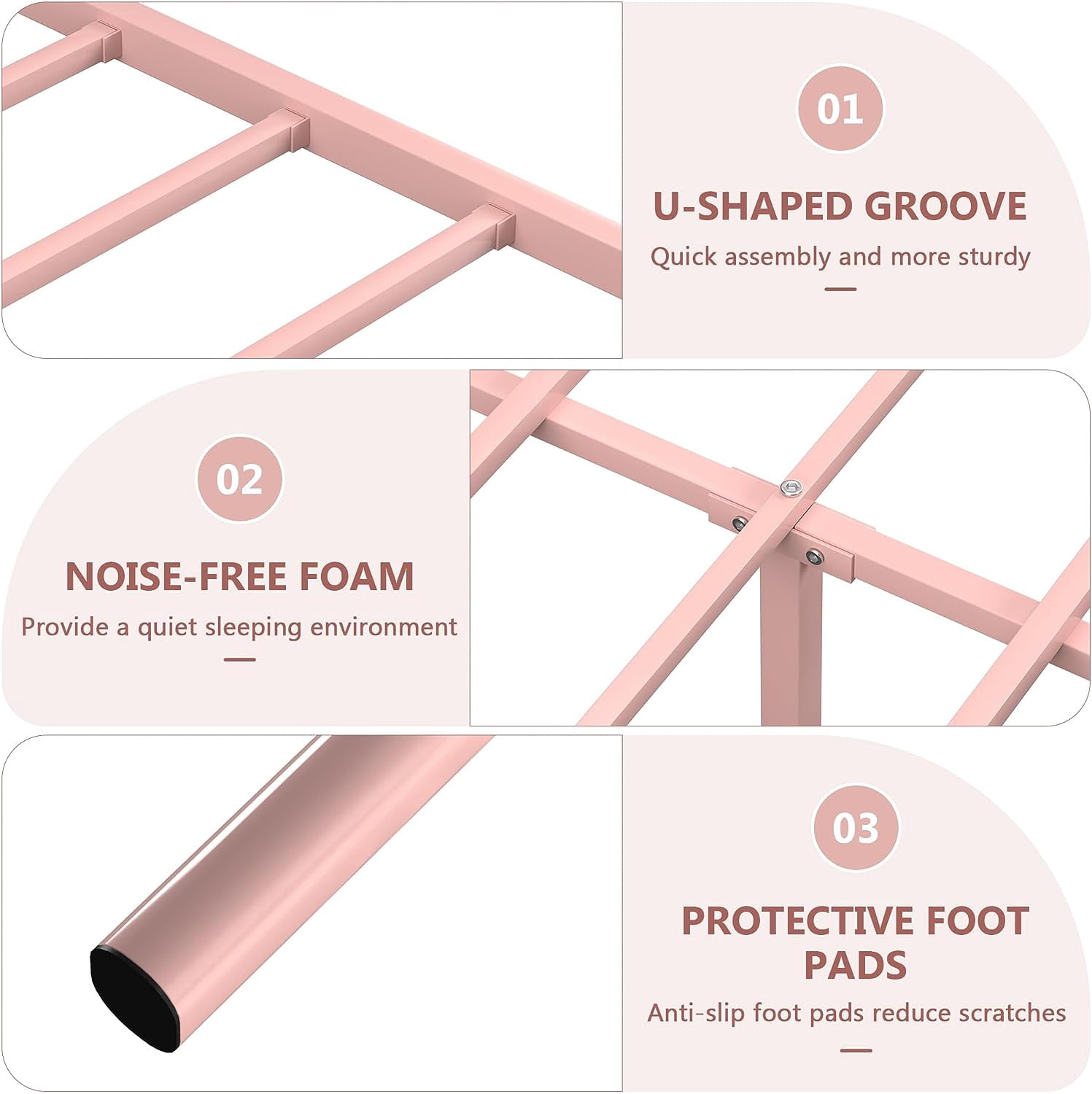 VECELO Full Size Bed Frame with Butterfly Shaped Headboards and Footboard, Metal Platform Bed Frame/Mattress Foundation, No Box Spring Needed, Easy Assembly, Pink