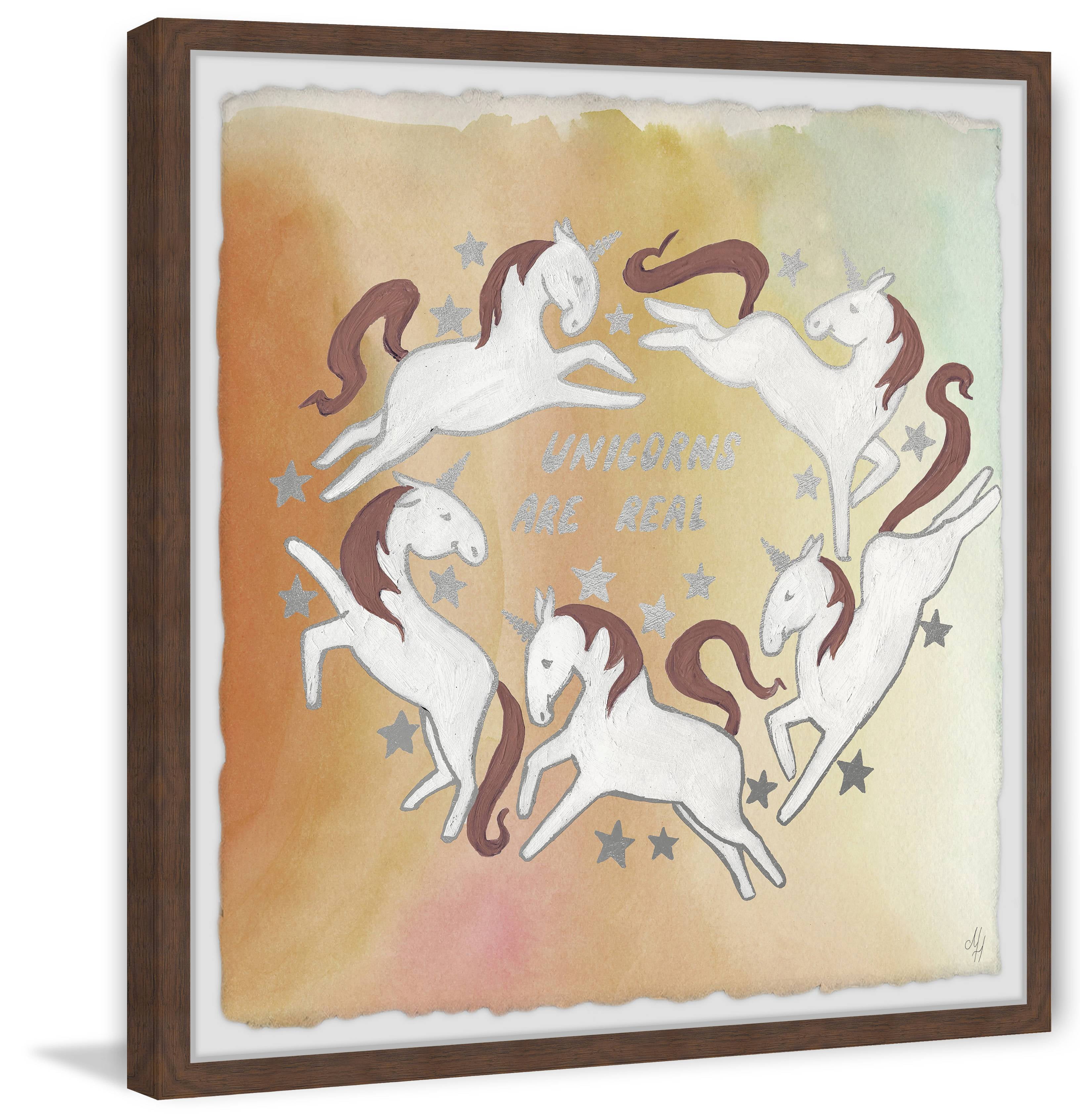 Marmont Hill Golden Unicorn Circle Framed Wall Art