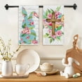 thumbnail image 5 of 16" x 24" Happy Easter Kitchen Dish Towels Set of 2, Bunny Rabbit Colorful Plaid Hand Towels Drying Baking Cooking Cloth, Spring Eucalyptus Leaves Farmhouse Home Kitchen Decor, A2-G, 5 of 9