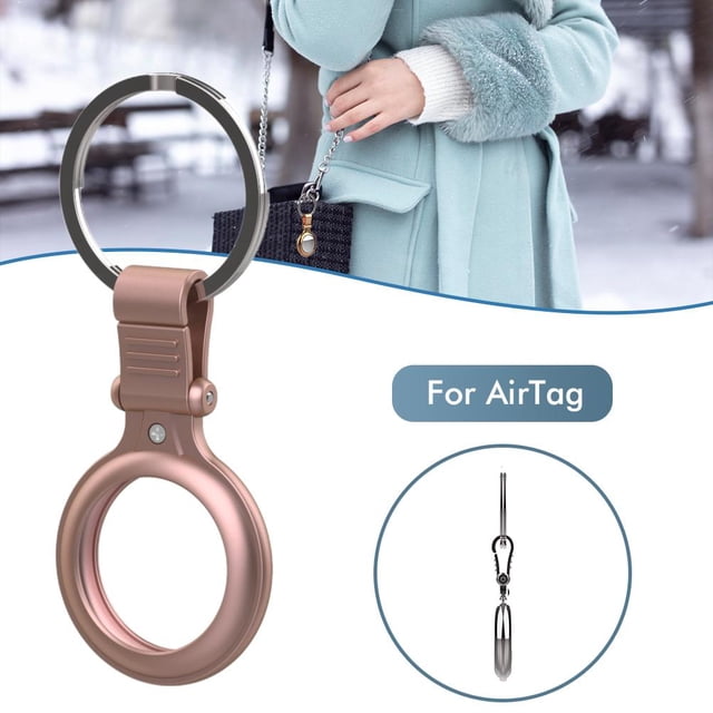 Estuche De Metal Con Llavero Estuche Protector Portátil Resistente A Los Arañazos Compatible Con Airtags Bluetooth Tracker Funda Protectora De Piel Cateissary EL017634-10