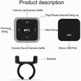 thumbnail image 4 of Negro-Bluetooth 5.0 Botón Bluetooth Media Volante Control remoto Bluetooth Controlador manos libres Responder colgar llamada IPX4 Resistente al agua Compatible con sistemas IOS y Android, 4 of 5
