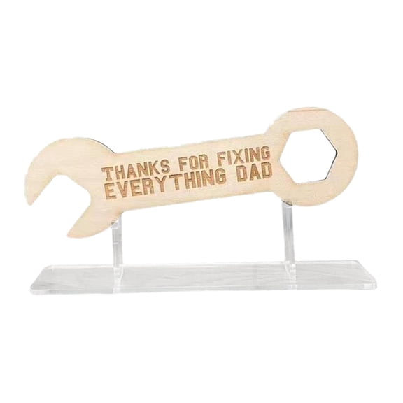 Fathers Day Decor Wooden Plaque Crafts Lightweight Easy Install Collection Artwork Tabletop Signs Wood Handicraft for Home Festivals Anniversary Wrench