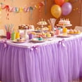 thumbnail image 6 of 1 Pack Tulle Table Skirt, Torqee Bow Decor Tablecloth, Party Decoration Cover, for Birthday Cake Table, Holiday Gathering and Event Display, Violet, L, 6 of 9