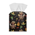 thumbnail image 2 of POLERO Decorative Tissue Box Cover Square with Mexican Turkey Guitar Pattern Tissue Box Holder Waterproof PU Leather Modern Facial Organizer for Bathroom/Car/Office Home Decor, 2 of 7