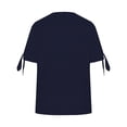 thumbnail image 5 of Sweet Home Farm V Neck T Shirts for Women Spring/Summer Tie Button Side Sleeve Fork Loose Casual Short Shirt Short Sleeve Shirts for Women Dark Blue, 5 of 5
