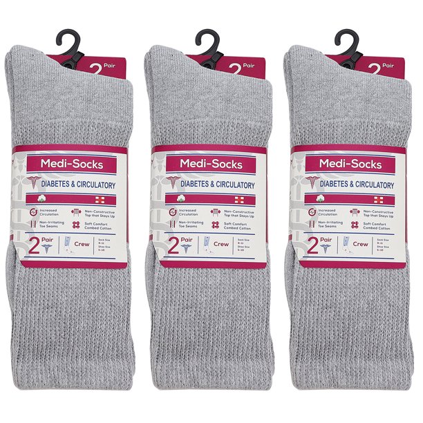 Falari 6Pack Women Diabetic Crew Socks Diabetes Edema and Circulatory