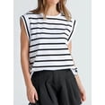 thumbnail image 4 of Huggegwe Haut Femme Été 2024 Décontracté Col Rond Style Urbain Rayé CJB91-127401, 4 of 7
