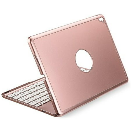 iEGrow F8Spro Portable Protective Bluetooth Keyboard Case for iPad Pro 9.7 Inches A1673 A1674 A1675,Rose