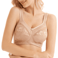 thumbnail image 6 of BIMEI Women's Mastectomy Bra Pockets Wireless Post-Surgery Invisible Pockets for Breast Forms Flower Embroidery Everyday Bra Sleep Bra 2118,Beige, 34B, 6 of 9