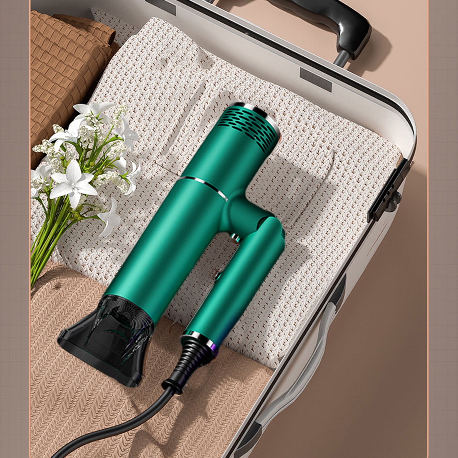 Hiroekza Hair Dryer With Diffuser, Travel Hairdryer For Normal & Curly Hair Includes Volume Styling Nozzle