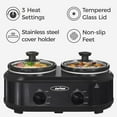 thumbnail image 6 of Sunvivi Double Slow Cooker,2 Pot Small Mini Crock Buffet Servers and Warmer,Dual Pot Oval Manual Slow Cooker with Adjustable Temp Removable Ceramic Pot,Stainless Steel, Total 2.5 Quarts Black, 6 of 10