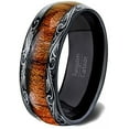 thumbnail image 2 of Wedding Rings For Men or Women. 8mm Black Tungsten Wedding Band Wood Tribal, 2 of 4