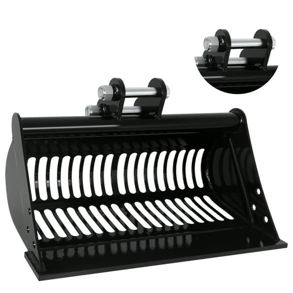 Excavator Attachments Soil Sieving Buckets for Small Digger, High Manganese Steel Filter Frame, 23.6 Inch Sieve Bucket, Precise Stone-Soil Separation Excavator Accessory, for Material Filtering