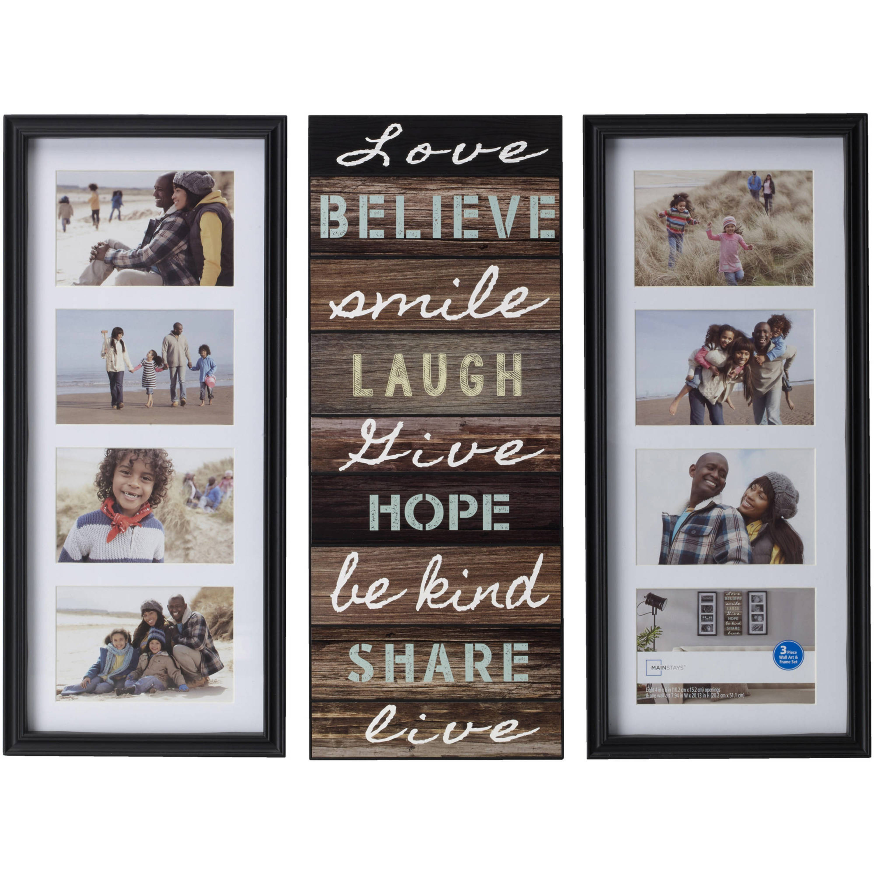 Mainstays Collage Picture Frames with Sentiment Plaque in Black (2 Frames and a Sentiment Wall Decor) - image 2 of 5