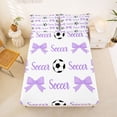 thumbnail image 5 of Erosebridal Purple Bows Queen Sheet Sets For Girls,Football Ball Game Kids Bed Set 4pcs, 5 of 6