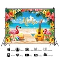 thumbnail image 4 of Fondo de fotografía de verano con flores tropicales, Aloha, Luau, mar, tabla de surf, fiesta de vacaciones, cumpleaños, accesorios de decoración, 4 of 5
